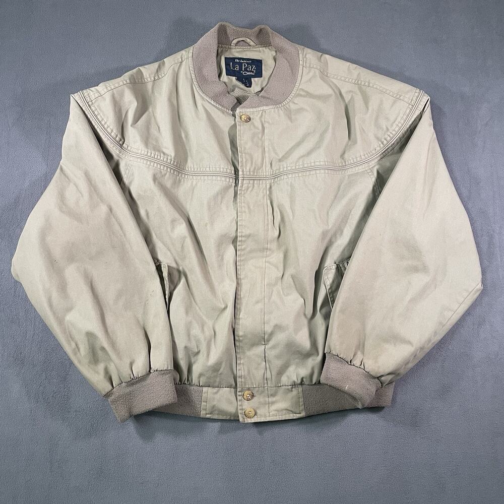 Vintage La Paz By Catalina Bomber Jacket Full Zip Lined Tan Men’s L Grandpacore